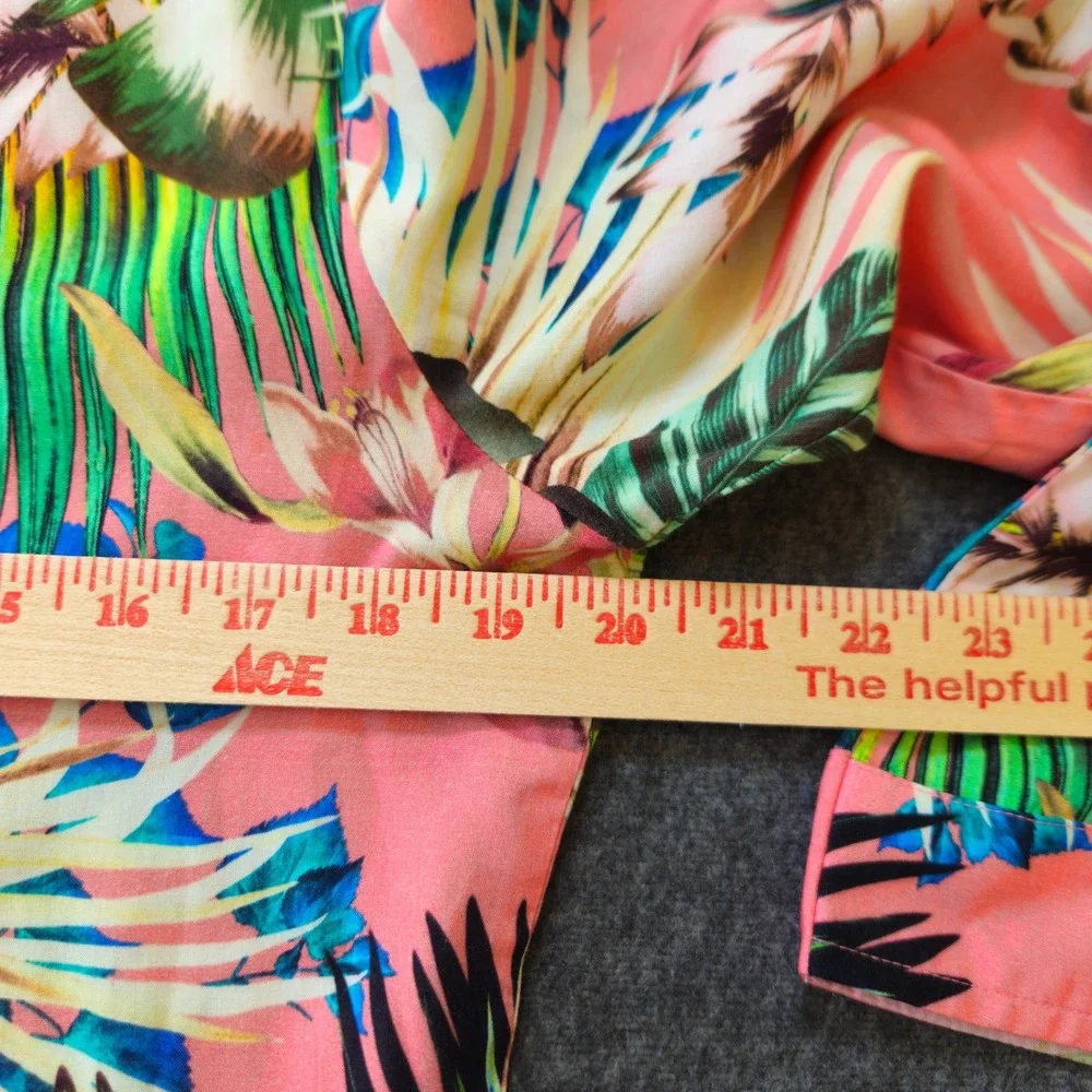 La Blanca Tropical V-Neck Tunic Beach Cover Sz Medium Coastal Grandma Resortwear